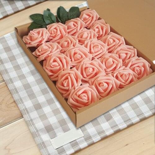 20pcs/bag PE Multicolor fake foam rose Artificial flowers christmas wreath decor for home wedding diy new Year gifts cheap