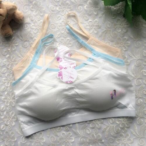 5PCS Cotton Girls Bras Solid Color Young Girls Underwear For Sport Wireless Small Training Puberty Bras Undergarment Clothes