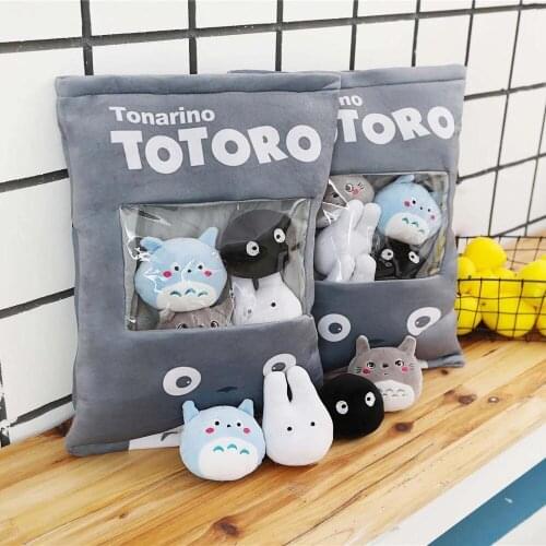 8pcs/lots 4 Designs Creative Plush Toys Totoro Snack Pillow Dolls Stuffed Kawaii My Neighbor Totoro Toys for Children Kids Gifts