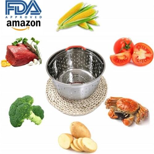 8QT 304 Stainless Steel Rice Cooker Steam Basket Pressure Cooker Anti-scald Steamer Multi-Function Fruit Basket Kitchen Tool