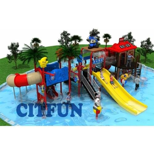 Large Plastic water amusement park out playground,water house slide for kids OP18-175A