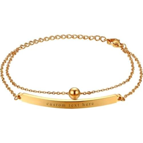 BONISKISS 2020 New Engraved Simple Gold/Silver Color Stainless Steel Multiplayer Personalized Bracelets For Women Jewelry Gift
