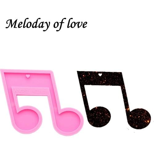 Keychains moulds Shiny musical molds for keychain DIY note resin keyring decoration jewelry silicone custom mold DY0174