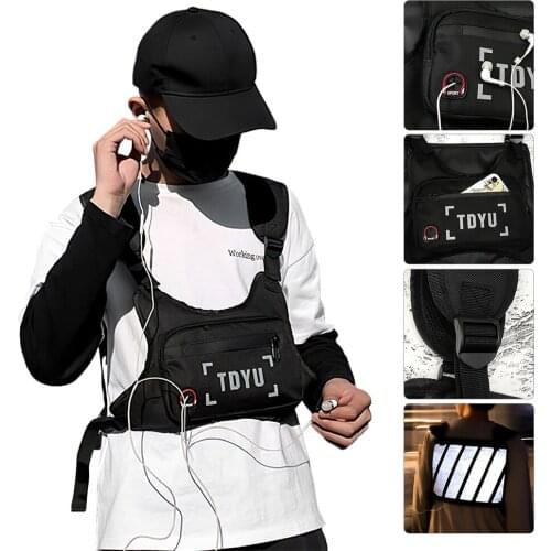 Running Chest Rack Bag Mobile Phone Rack Bag Hip-hop Street Clothes Fashion Pockets Multifunctional Tactical Vest Bag Gym Bag