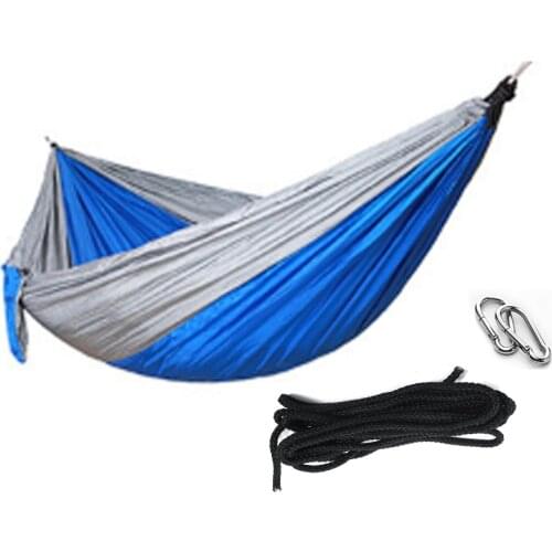 Gary and Blue Outdoor Hammock Home Furniture Garden Hanging Chair Single Double Travel Camping Swing Hammock Bed