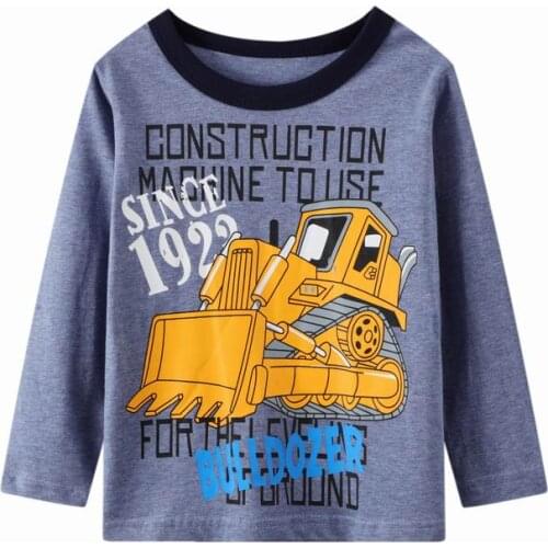 Jumping Meters Boys Spring Autumn Cotton Toddler Baby Excavator Pattern Tops Long Sleeve T-Shirt Casual Clothing 2-7Years