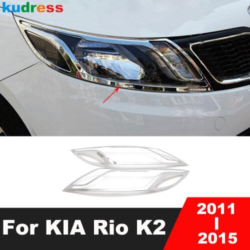 For KIA Rio K2 4-door&5-door 2011-2012 ABS Chrome Front Headlight Lamp Decoration Cover Trims Auto Model Moulding Shells 2pcs