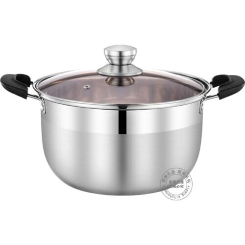 Stockpot 304 stainless steel cooker gas stove universal stockpot thickened milk pot household pot double ear stew pot induction