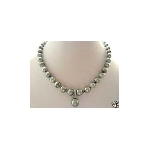 RARE High TAHITIAN 8-9MM PEARL NECKLACE WITH PENDANT 18"