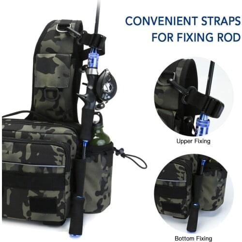 Multifunctional Fishing Tackle Bag Outdoor Water-resistant Fishing Sling Pack Waist Bag Reel Lure Storage Organizer Bag
