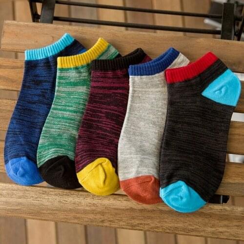 5 Pairs New Men Socks Harajuku Thick Wire Ethnic Style Japanese Fashion Cotton Breathable Ant-friction Short Colorful Male Sock