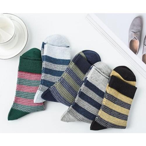 Mans stripe socks black/white/yellow cotton blends Mid socks 1order=5pairs FIT :UK 39-44