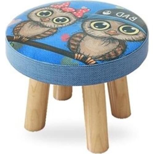 New Wooden Small Bench Household Fabric Stool Creative Cute Solid Wood Small Wooden Stool