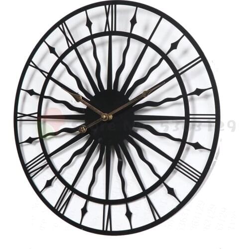 New 3D Circular Retro Roman 50cm Wrought Hollow Iron Vintage Large Mute Decorative Wall Clock Abstract Wall Decoration For Home