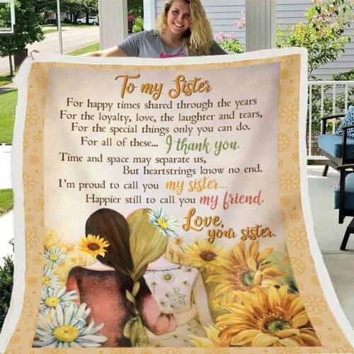 3D Letter Sister GrilsBlanket To my Daughter/Wife/Son/Grilfriend Winter Warm Soft Throw Blanket For Bed Sofa Bedspreads Dropship