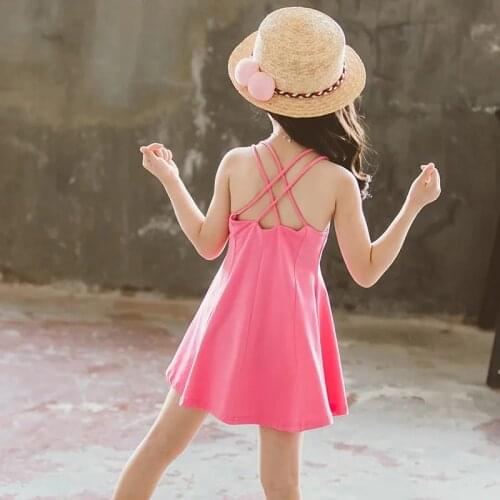 Solid Dress Girls for Clothes Cotton Children Cartoon Suspender Vestidos Sweet Costume for Kids Stripe Baby Clothes 2-6T