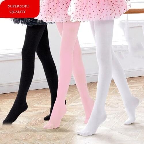 Solid Color Girls Ballet Dance Pantyhose Spring Summer Cotton Elastic Stretch Skinny Girls Stockings Brathable Velvet Tights