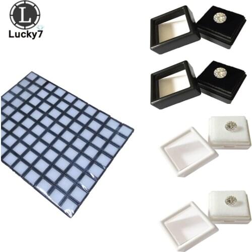 Wholesale 80pcs/lot Plastic Square Loose Diamond Display Package Box Gem Case Black Foam Pad Beads Pendant Box Showcase 3*3*2cm