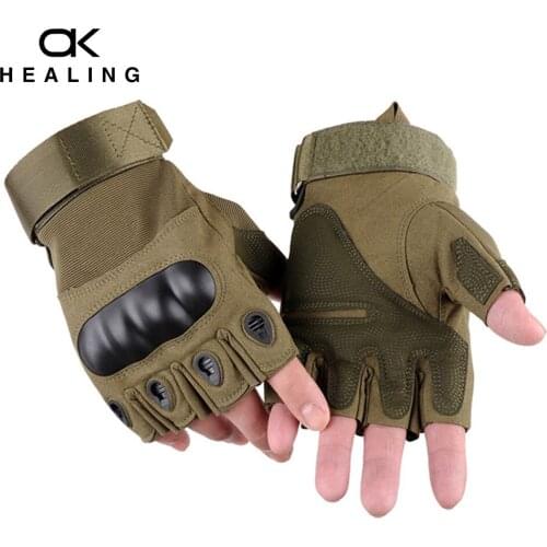 Tactical Gloves Half Finger Hiking Riding Cycling Military Mens Guantes Armor Protection Shell Gloves Outdoor Sports Equipments