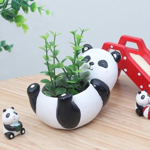 Resin Animal Flower Vase Home Decoration Lovely Panda succulent plants Pot New Arrivals Planter Office Ornament