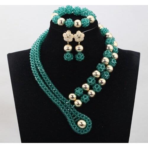Popular Crystal African Wedding Beads Splendid African Ladies Jewelry Set New Handmade Free Shipping QW1009