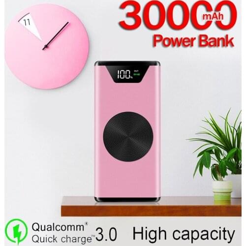 Power Bank Portable Charger 30000mah Digital Display Poverbank External Battery Power Bank Charger for Xiaomi Samsung IPhone