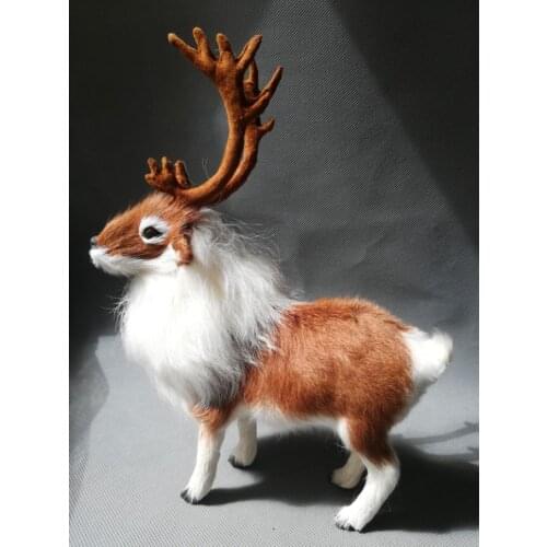 Real life toy lovely reindeer 22x27cm polyethylene& furs standing christmas deer model home decoration props,toy gift d0101