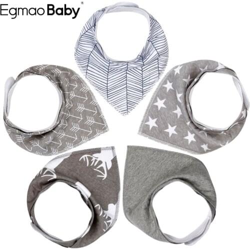 Baby Bandana Drool Bibs for Girls and Boys, 5 Pack Soft and Absorbent Cotton Bandana Bibs for Drooling and Teething, Unisex Bibs