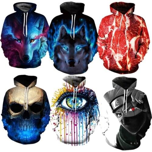 Hip-hop couple hoodie fashion trend pattern 3D digital print hoodie hoodie goes with everything