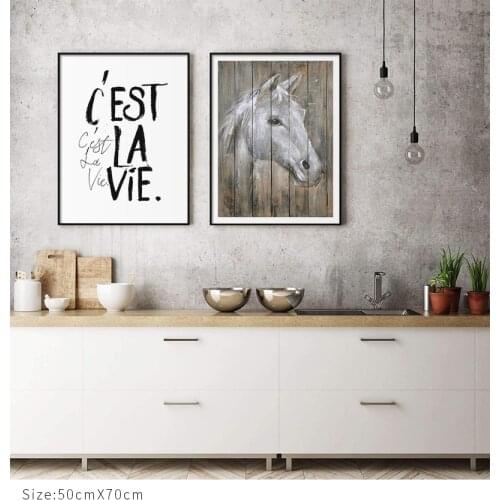 Vintage Horse Canvas Painting and Prints Buddha Portrait Cest La Vie Quote Poster Wall Art Pictures Nordic Decoration Home