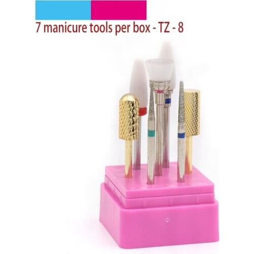 7pcs Tungsten Steel Ceramics Nail Grinding Head Milling Manicure Cutter Pedicure Machine Sander Drill Bit Device Electric Tools