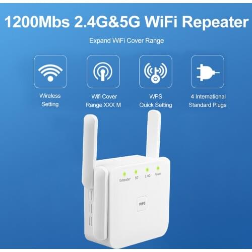 5 Ghz WiFi Repeater Wireless Wifi Extender 1200Mbps Wi-Fi Amplifier 802.11N Long Range Wi fi Signal Booster 2.4G 5G Wifi Repiter