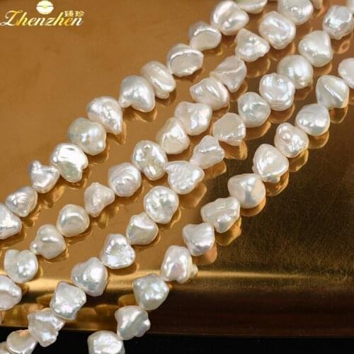 Loose pearl beads white freshwater pearl renorm keshi flat baroque 8-10mm 14inch for DIY jewelry making FPPJ wholesale nature