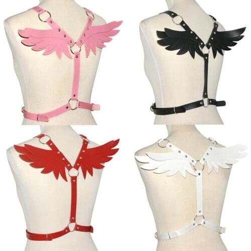 Sexy Leather Harness Angel Wing Bust Waist Belt Garter Garter Belts Wing Angel Harness Erotic Waistband Girdle D6Z6