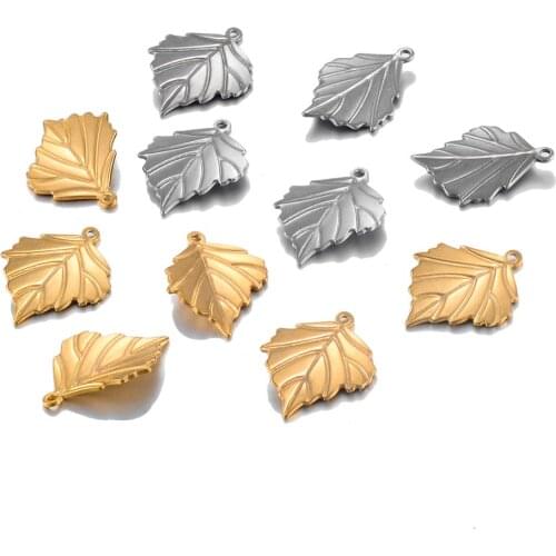 10PCS Stainless Steel Charms Leaf Earring Charms Pendants DIY Floating Charms for Jewelry Making Wholesale