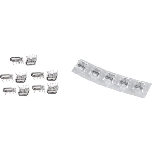 10Pcs USB Type A Standard Port Female Solder Soldering Jacks Connector & 5 Pcs Mini USB Type B Female Socket