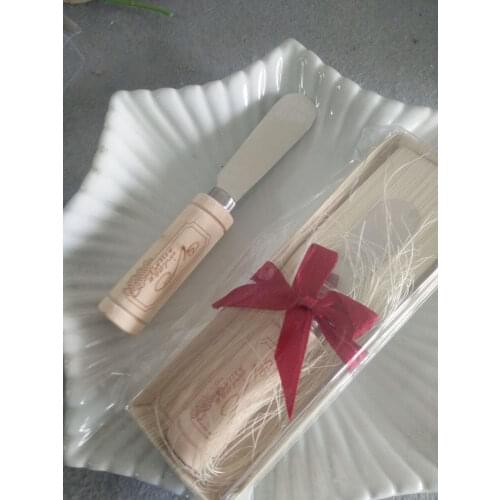 100pcs/lot "Vintage Reserve" Butter Knife Stainless Steel Wooden Handle Spreader Wedding Favors And Gifts Free Shipping ZA3713
