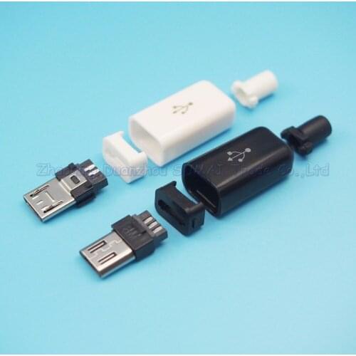 200sets/lot DIY 4 IN 1 Micro 5pin 5P USB Jack male plug USB Connector with Plastic Shell