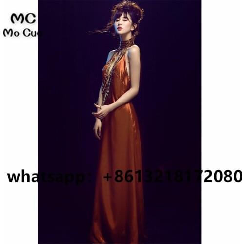 2021 Halter Evening Dresses Long Prom Gown Pleat Backless Silk Satin Evening Party Dress for Women