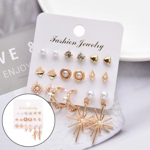 9 Pairs of Earrings Set for Women, Weddings, Parties, Jewel Lightweight Premium