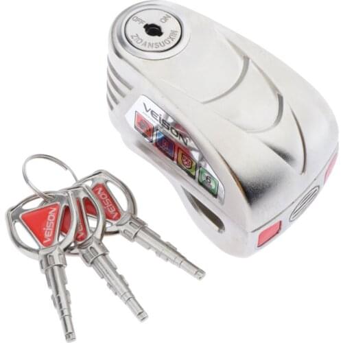 Aluminum Motorcycle Disc Brake Lock, Anti-Theft Wheel Padlock 110dB Alarm Sound for Motorcycles Scooter Moped Motorbike (DX18)