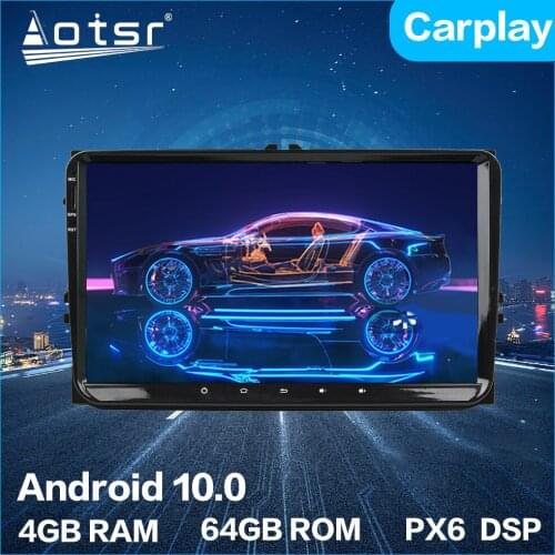 Aotsr Android 10.0 4+64GB Car Radio Player GPS Navigation Car Stereo HD Multimedia Unit For Volkswagen VW Universal DSP Carplay