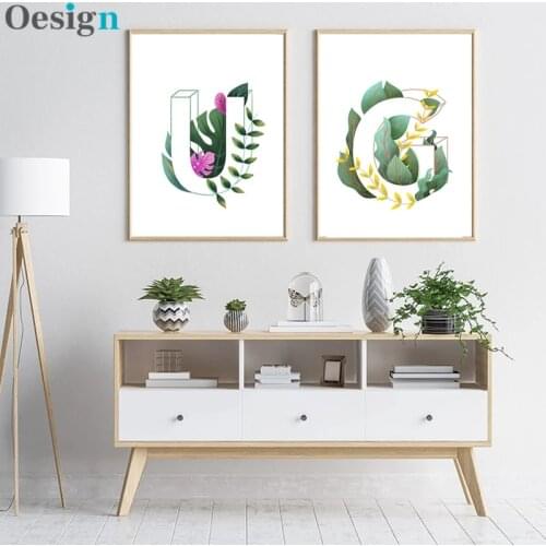 Aquarell Anlage Blätter Wand Kunst Leinwand Malerei Nordic Grün Stil Poster und Druck Bild Skandinavischen Wohnzimmer Wohnkultur
