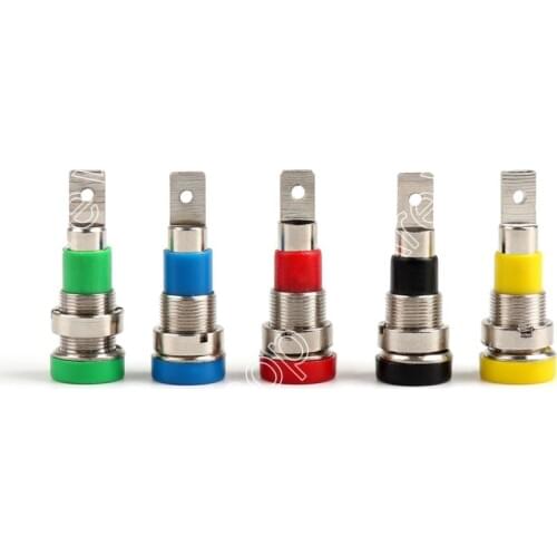 Areyourshop 5Pcs 4mm Copper Terminal Connector Banana Socket Jack Binding Post Screw Nut Plug Test Probe 5Color
