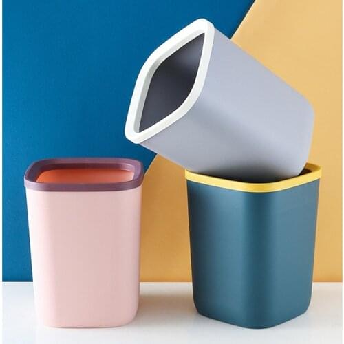 Household Pressure Ring Trash Can Bathroom Kitchen Living Room Thickened Square Uncovered Trash Basket