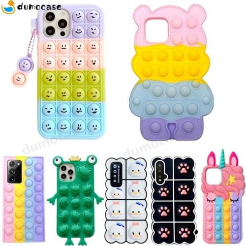 Case for Oppo A15 A52 A72 A92 A93 A73 A32 A92S A55 A8 A3 Reno 4 5 Pop Fidget Toys Relieve Stress Push Bubble Rainbow Funda Capa