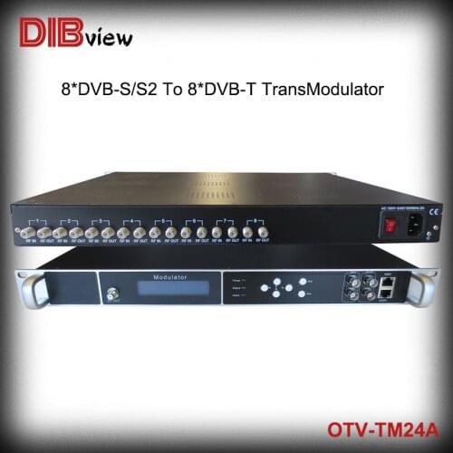 Dibview OTV-TM24A FTA Satellite 8 frequencies/carriers DVB-S/S2 to RF 8 frequencies/carriers DVB-T Digital TV TransModulator