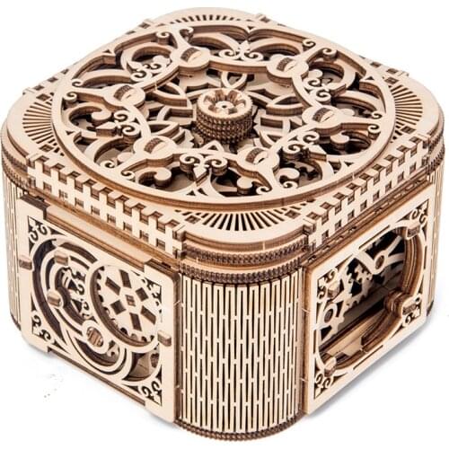 DIY Laser Cutting 3D Puzzle Wooden Jewelry Box Assembled Creative Toy Mechanical Transmission Model