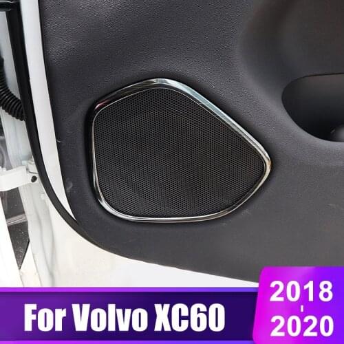 For Volvo XC60 2018 2019 2020 Car-styling stainless steel Car Door Audio Speaker Stereo Decorative Trim Cover Auto Accessories