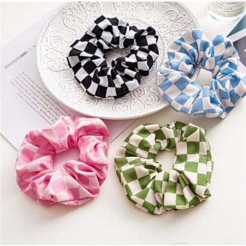 Elegant lattice scrunchie for women Korean Ponytail Holder Elastic fashion hair tie Hair Accessories Hair Bands Girls Headwear
